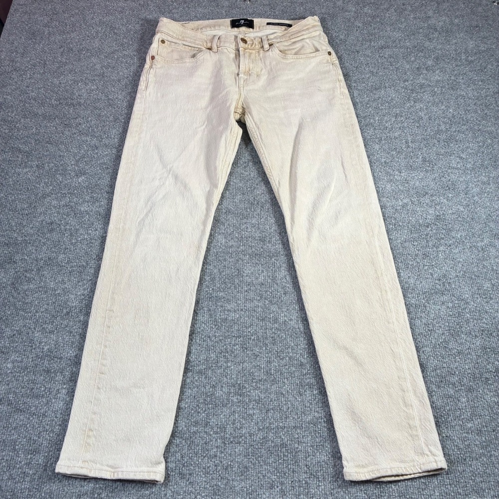7 For All Mankind‎ Slimmy Tapered Jeans Womens 30 Cream Tan Stretch Denim